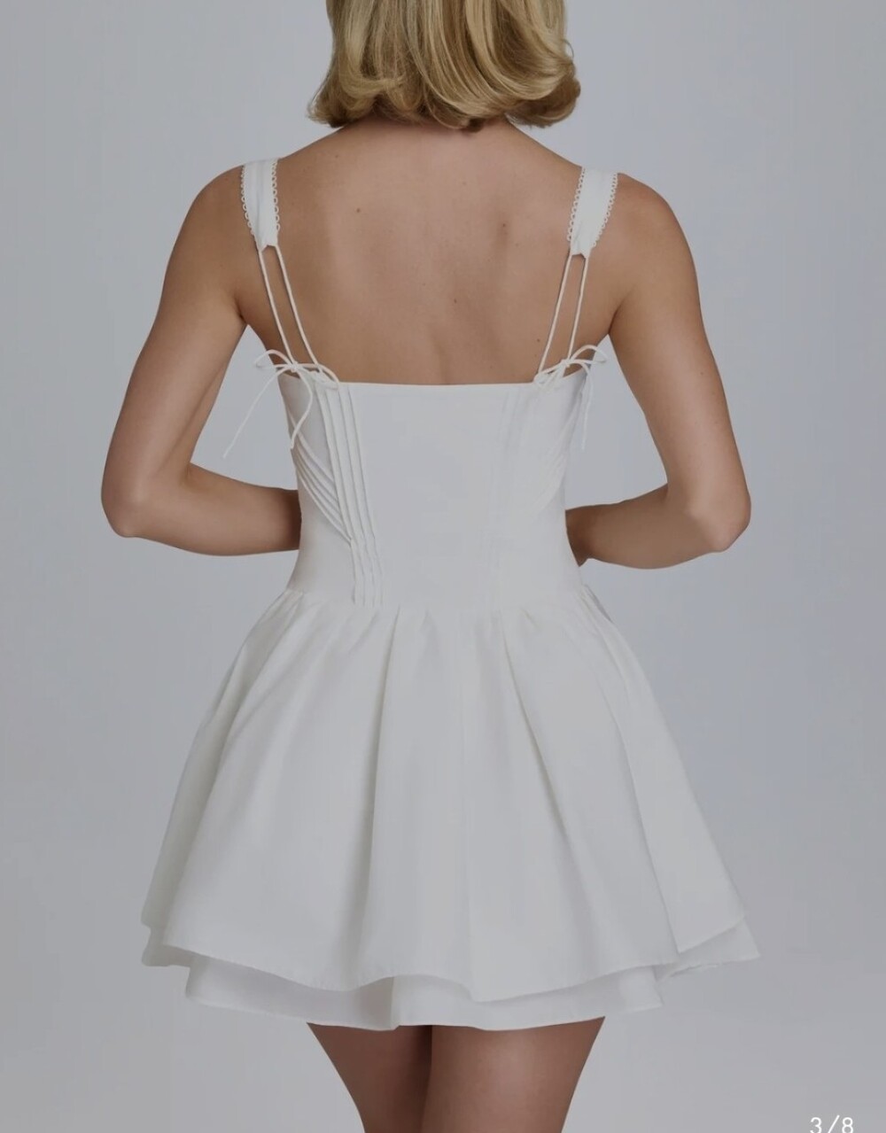 Oh Polly Pintucked Lace- Up Corset Mini Dress M - Picture 2 of 3